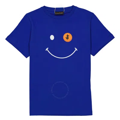 Save The Duck Kids Cyber Blue Smiley Logo Print T-shirt