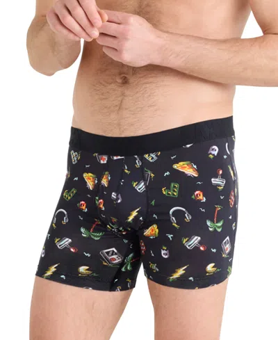 Saxx Men's Droptemp Slim-fit Cooling Printed Boxer Briefs In Gamers Paradise-black