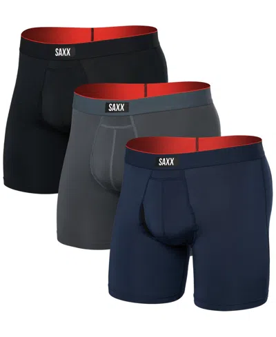 Saxx Men's Multi-sport 3-pk. Solid Mesh Boxer Briefs In Turbulence