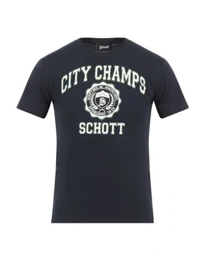 Schott Man T-shirt Midnight Blue Size S Cotton