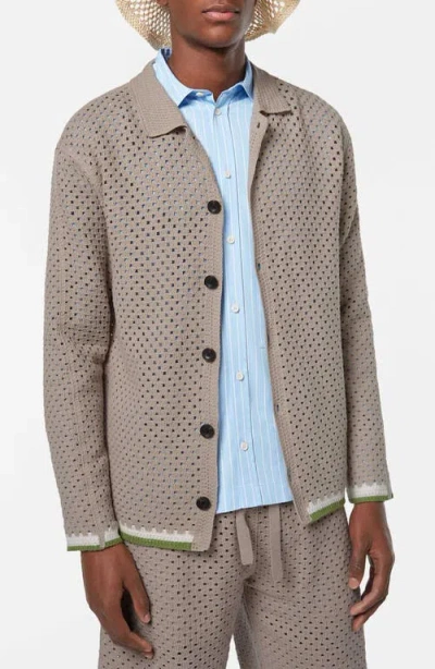 Scotch & Soda Crochet Cardigan Sweater In Highway Grey
