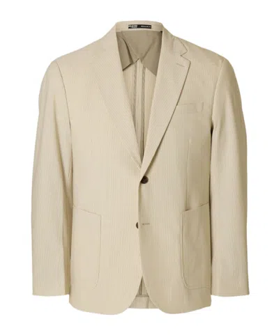 Selected Seersucker Blazer In Sand