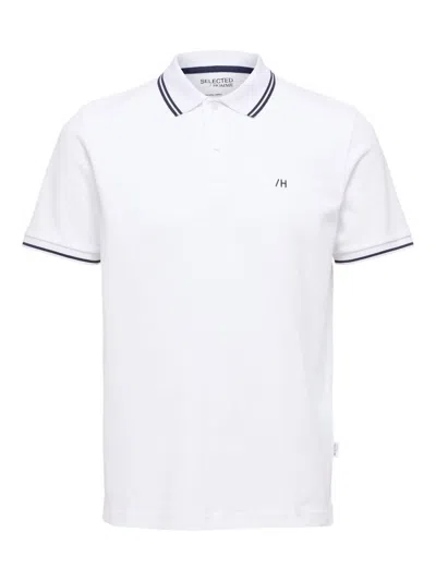 Selected Short Sleeved Polo Shirt In Bright White