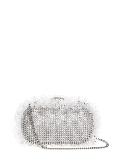 Self-portrait Christopher Kane Residency Clutch With All-over Rhinestones In Silver