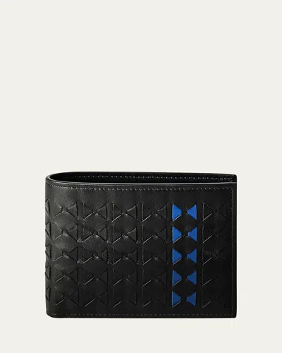 Serapian Men's Mosaico Leather Billfold Wallet In Black/winter Blue