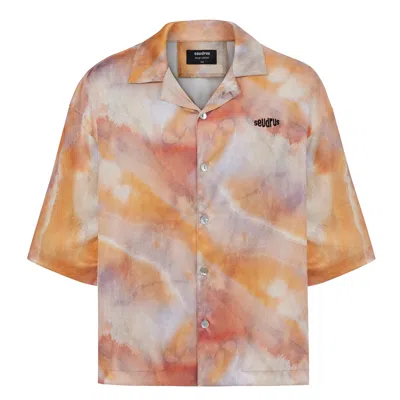 Sevdrus Men's Gold / Yellow / Orange Unisex All Eyes On Us Embroidered Shirt In Gold/yellow/orange