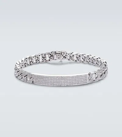 Shay Jewelry 18kt White Gold Curb Chain Bracelet With Diamonds In Silver