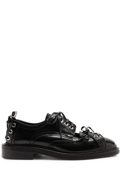 Simone Rocha Lace-up Glossed Leather Brogues In Black