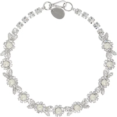 Simone Rocha Silver Daisy Floret Necklace In Pearl/crystal