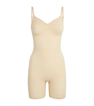 Skims Everyday Sculpt Ruched Stretch-woven Body In Nude (lingerie)