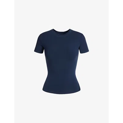 Skims Stretch-cotton Jersey T-shirt In Navy
