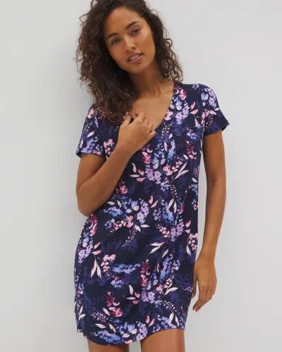 Soma Women's Cool Nights Short Sleeve Nightgown In Navy Blue Size 2xl |  In Bloom Brightly Navy
