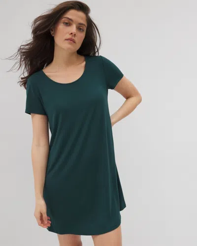 Soma Women's Cool Nights Short Sleeve Scoop Neck Nightgown In Green Size 2xl |  In Dark Sea