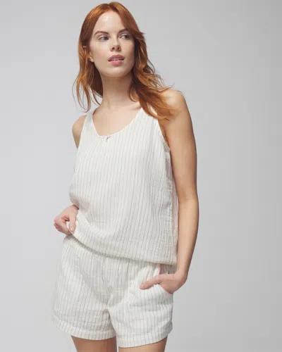 Soma Women's Cotton Gauze Pajama Shorts In Ivory Size Xl |  Pajama Sets In Dbl Cloth Bw Stripe
