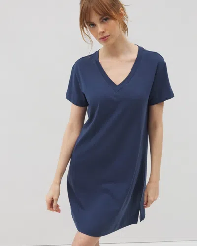Soma Women's Cotton Short Sleeve Nightgown In Blue Size Large |  In Ink Blue