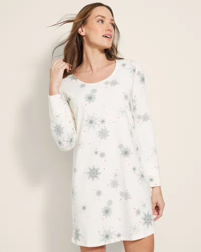 Soma Women's Cotton Modal Long Sleeve Nightgown In Ivory Size Xl |  Christmas Pajamas In Pine For You Champagne