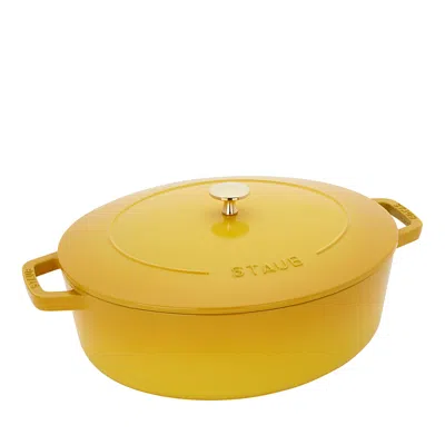 Staub Cast Iron 6.25 Qt. Wide Oval Dutch Oven In Yellow