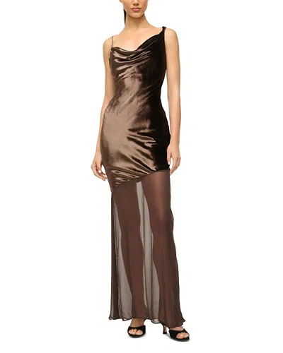 Staud Beaton Mixed Media Dress In Brown