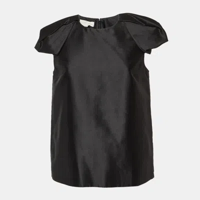 Pre-owned Stella Mccartney Black Taffeta Short Sleeve Top S