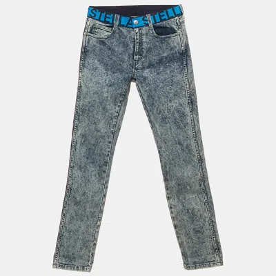 Pre-owned Stella Mccartney Blue Logo Tape Waistband Washed Denim Jeans S Waist 25"