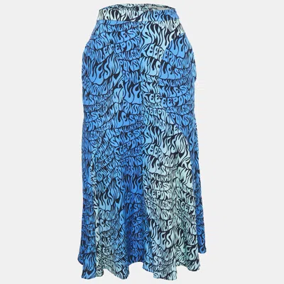 Pre-owned Stella Mccartney Blue Printed Crepe Midi Skirt S