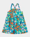 Stella Mccartney Girl's Strawberry And Floral-print Strappy Dress In Blue