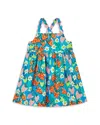 Stella Mccartney Girl's Strawberry And Floral-print Strappy Dress In Blue