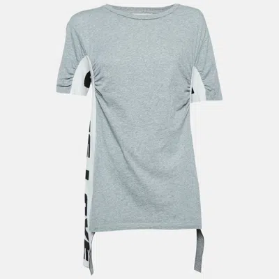 Pre-owned Stella Mccartney Grey 'all Is Love' Cotton Ruched T-shirt M