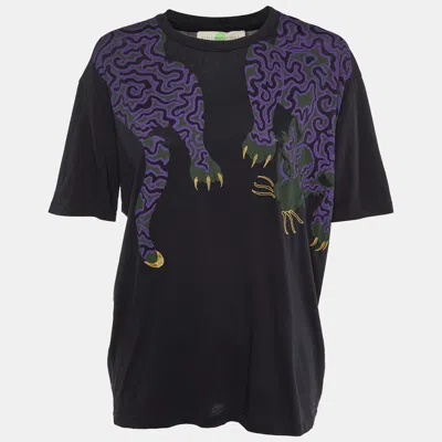 Pre-owned Stella Mccartney Midnight Blue Printed Crew Neck T-shirt M