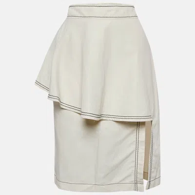 Pre-owned Stella Mccartney Off-white Cotton Blend Flounce Knee-length Skirt S