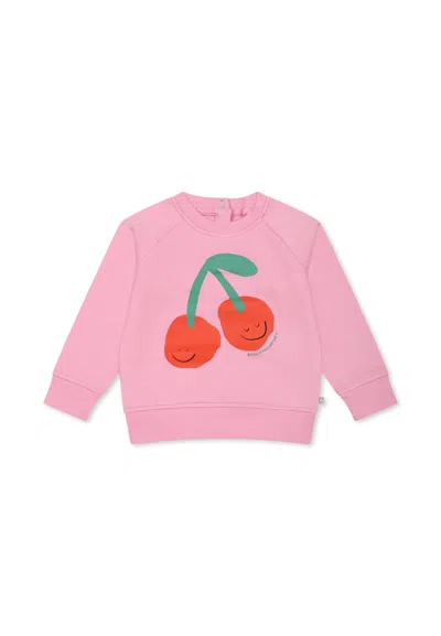 Stella Mccartney Pink Sweatshirt For Baby Girl With Cherry