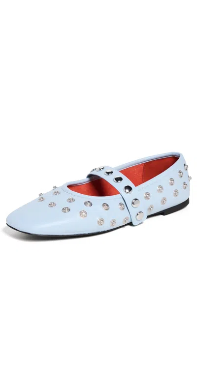 Stella Mccartney Ryder Studded Leather Mary Jane Ballerina Flats In Blue