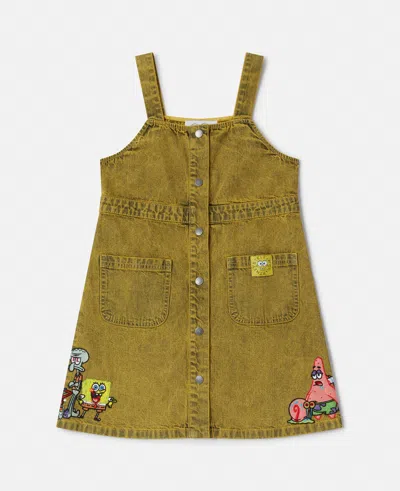 Stella Mccartney Kids' Spongebob Graphic Denim Dress In Yellow