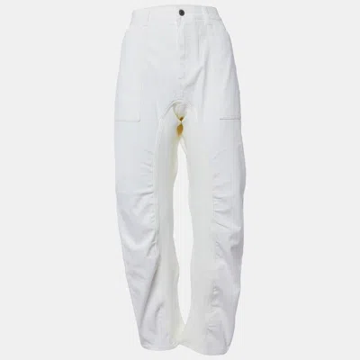 Pre-owned Stella Mccartney White Denim & Jersey Tapered Jeans L/waist 34"