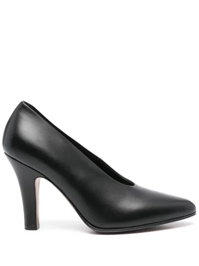 The Row Prudens Leather Heeled Pumps 90 In Black