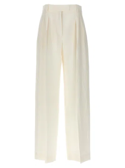 The Row Antone High-rise Linen Wide-leg Pants In White