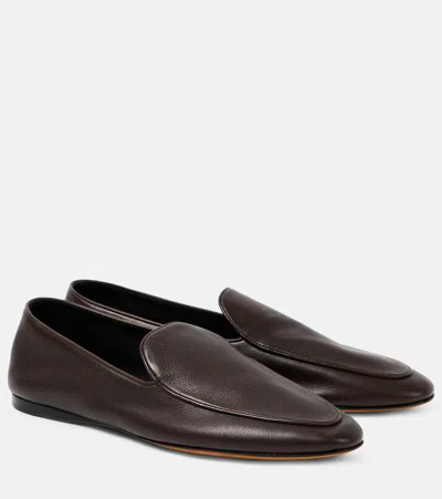 The Row Awar Leather Loafers In Brown