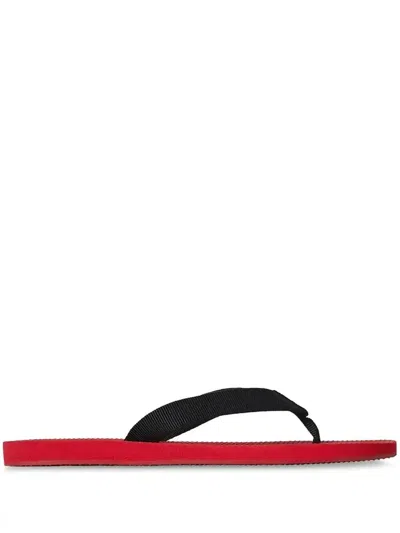 The Row Dune Two-tone Cotton-blend Grosgrain Flip Flops In Red