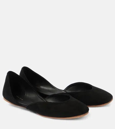 The Row Gemma Suede D'orsay Ballerina Flats In Black