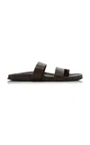 The Row Hugh Leather Sandals In Brown