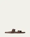 The Row Hugh Leather Toe-ring Slide Sandals In Brown