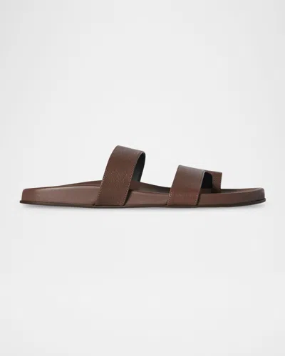 THE ROW HUGH LEATHER TOE-RING SLIDE SANDALS