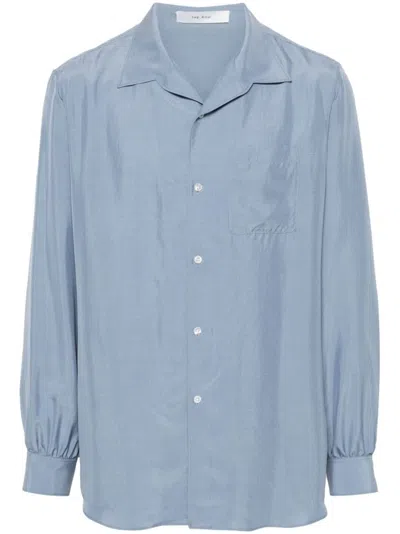The Row Light Blue Kiton Silk Shirt In Grey