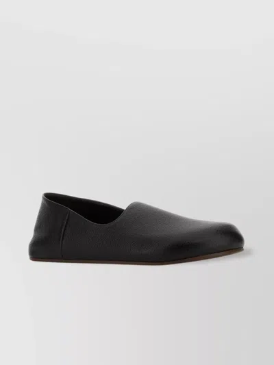 The Row Leather Slip-ons Flat Sole Round Toe In Black