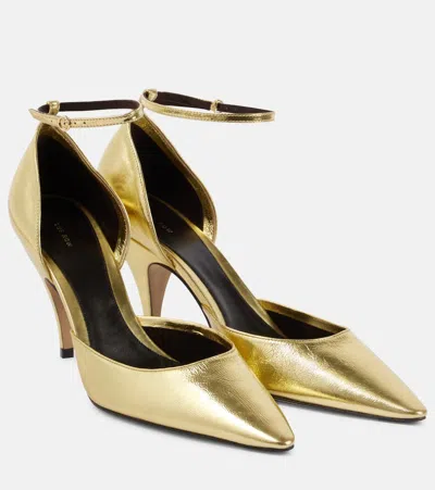 The Row Liisa Metallic Leather Pumps In Gold