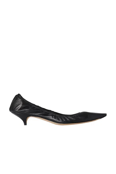 The Row Liisa Leather Kitten-heel Pumps In Black