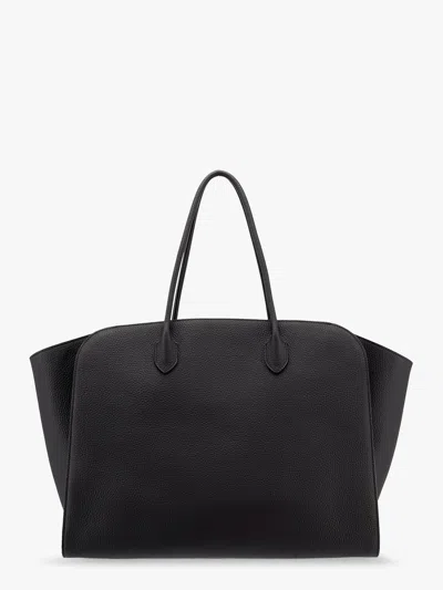 The Row Marlo 17 Matte Grain Leather Tote Bag In Black Ans