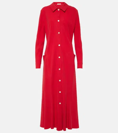 The Row Myra Button-down Silk Crepe Maxi Dress In Red