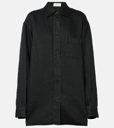 The Row Nesson Oversized Linen Button-down Shirt In Black