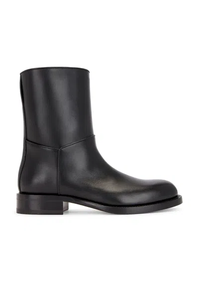 The Row Round Head Splicing Ankle Boots In Black